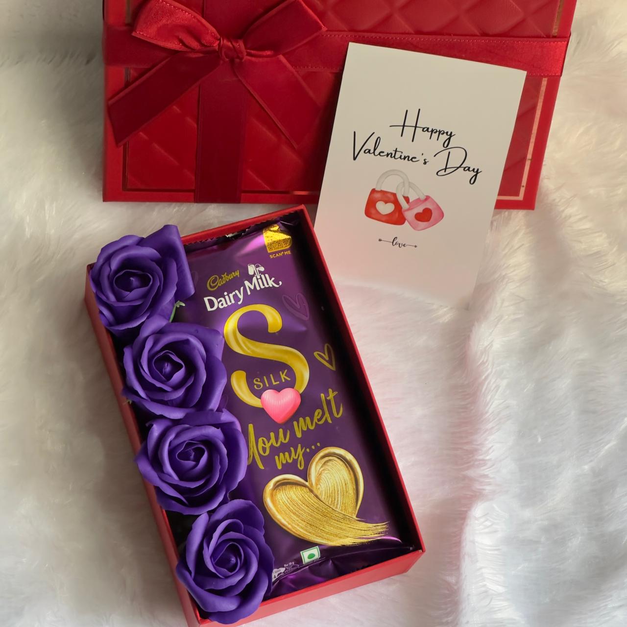 Valentine's Day Special Silk Heart Dairy Milk Hamper